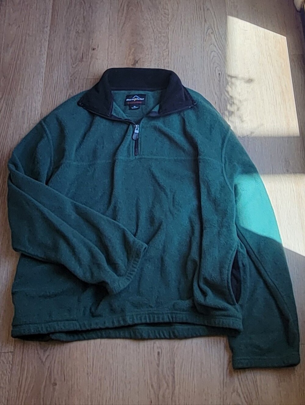 XL - Dark Green Fleece Quarter-zip Pullover Black Collar - Weather Perfect